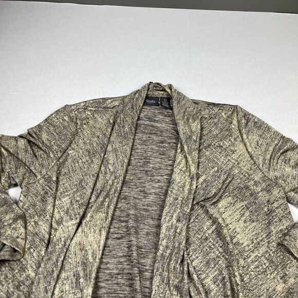 Chicos Travelers Cardigan Jacket Gold Gray Open Front Casual Stretchy 0 SMALL - Picture 3 of 10